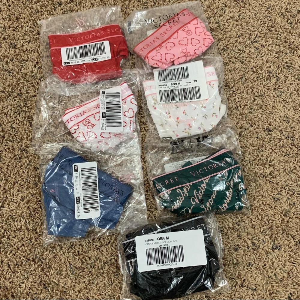 NEW Victorias Secret Logo Cotton Thong Panty Bundle